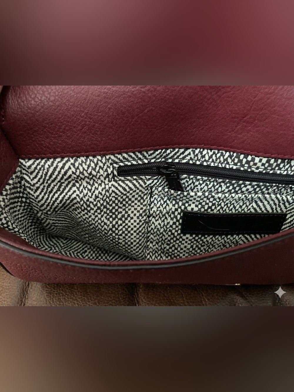Rebecca Minkoff Sophie Studded Snap Clutch Maroon Leather with Dust Bag 11” x 6” - Picture 6 of 6